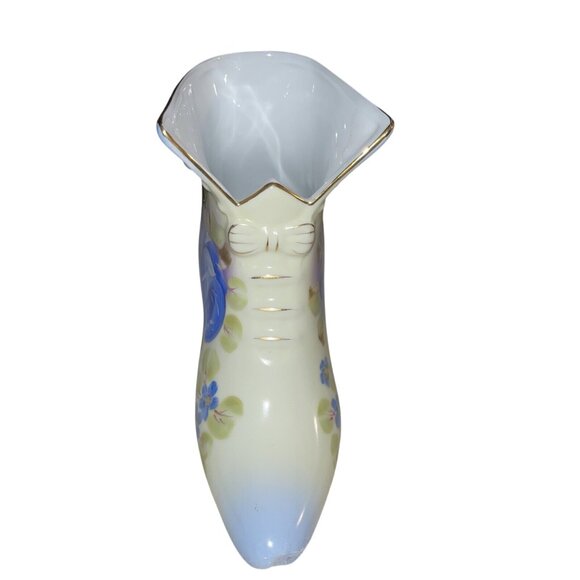 Antique Hand-Painted Nippon Boot Vase With Floral Pattern - Picture 5 of 12